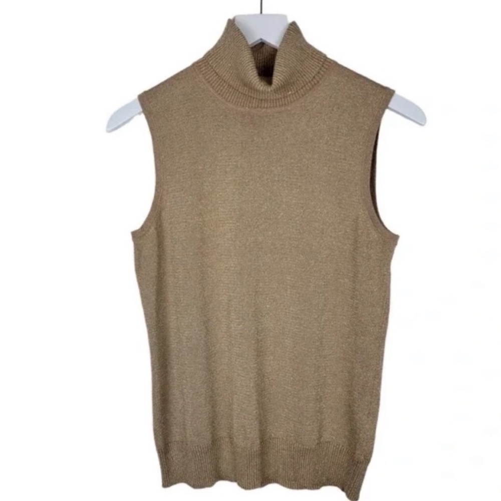 Cable & Gauge Metallic Gold Turtleneck
Sleeveless Sweater. NWOT - Picture 2 of 6